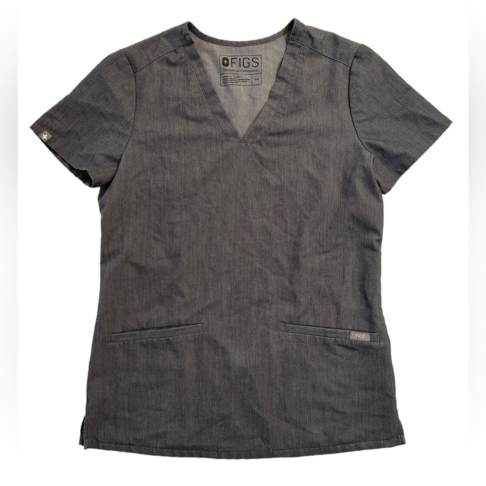 Figs Casma Three Pocket Scrub Top Women's XXS‎ Style FW1100 Graphite Gray